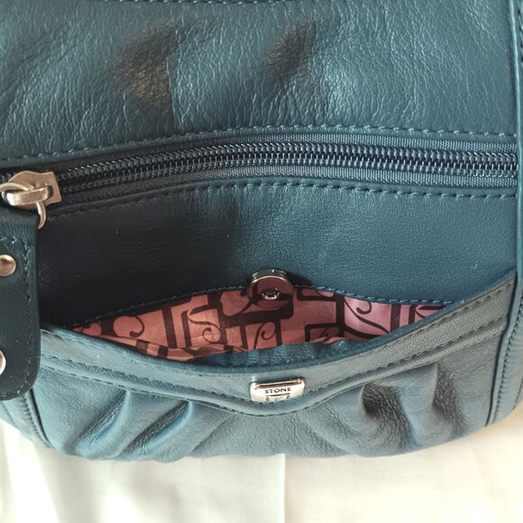 LIKE NEW 💥 STONE MOUNTAIN TEAL BLUE HOBO SHOULDER BAG 💥 BEAUTIFUL! - Picture 11 of 15